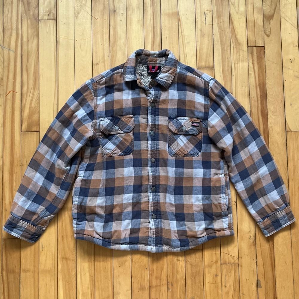 Dickies Plaid Sherpa Lined Flannel Shirt Jacket Workwear Men M Shacket